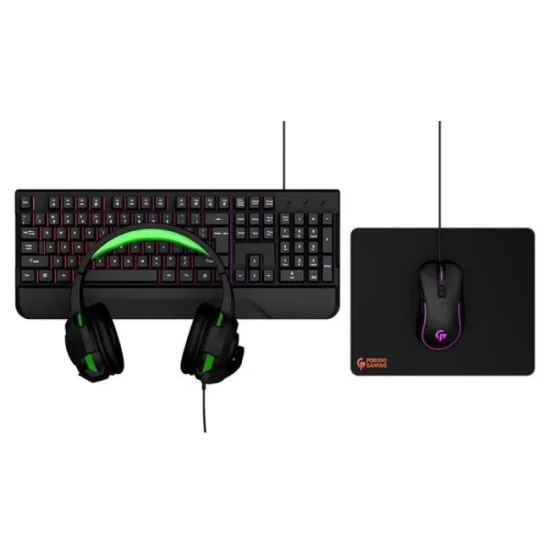 Porodo Gaming Set 4 in 1 (Keyboard, Mousepad, Mouse, Headphone) - Black